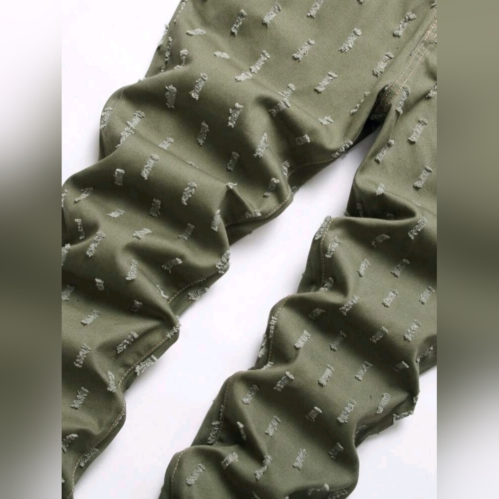 Stylish Olive Green Patterned Pants - image 3